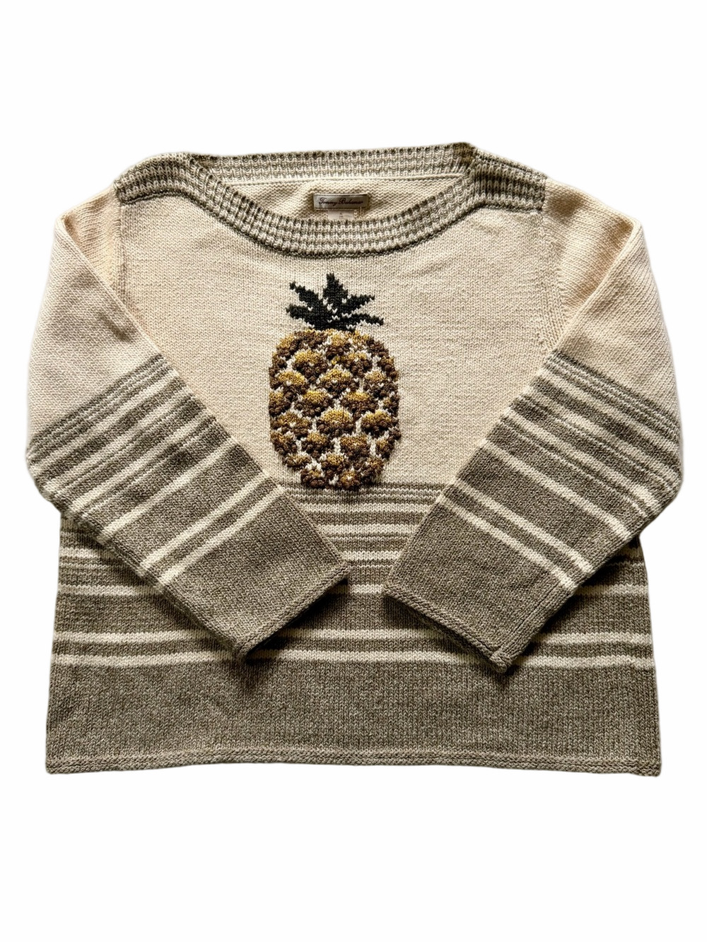 Vintage Tommy Bahama Pineapple Perfection Knit Boat Neck Sweater Size XL Coastal
